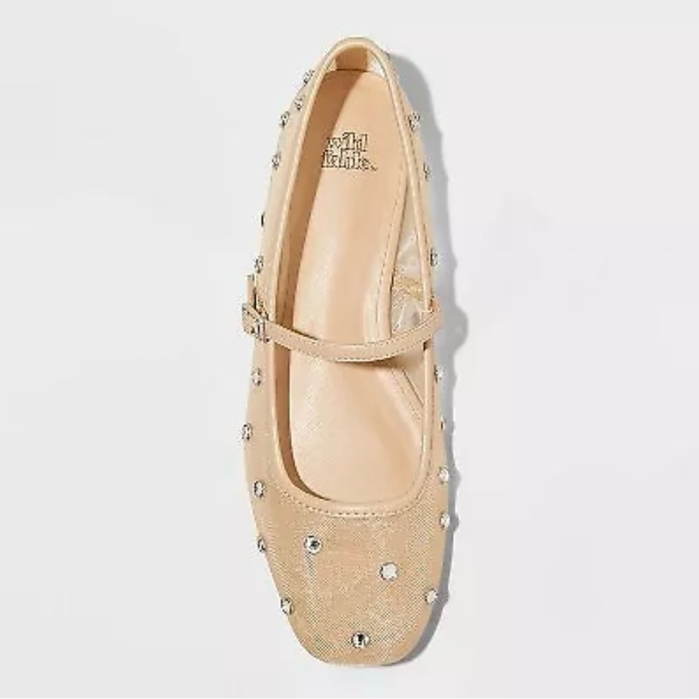 Women's Elsa Mesh Ballet Flats with Memory Foam Insole - Wild Fable Beige 7
